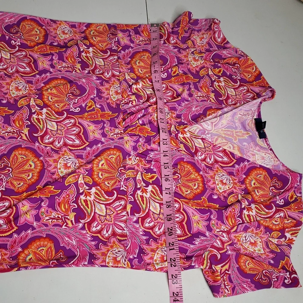 Chaps Floral Paisley Liquid Knit Babydoll Blouse Size 2X Plus Size Bohemian